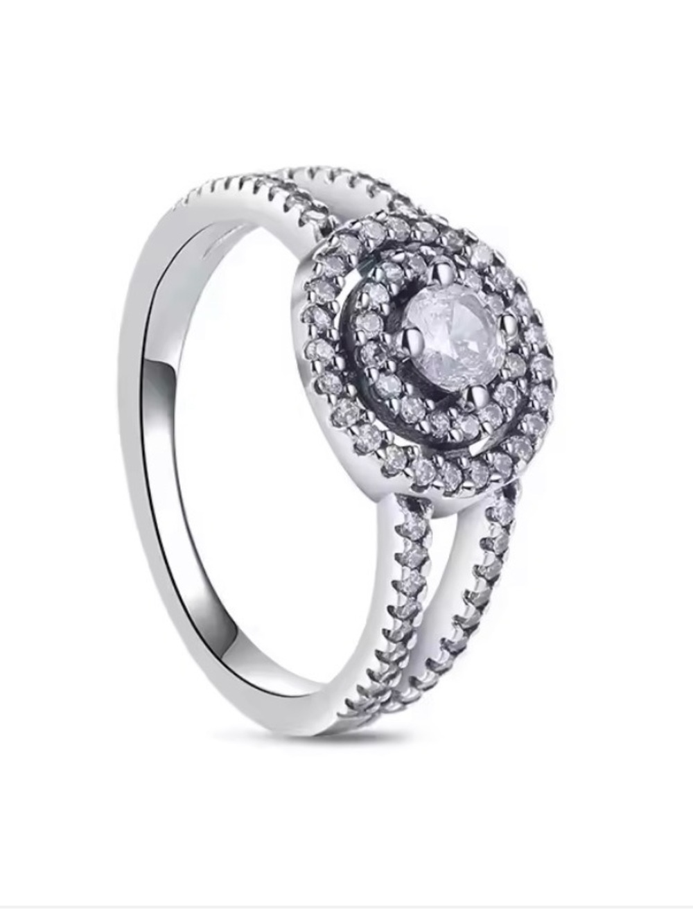 Italian Luxury Jewelry 925 Sterling Silver Ring Size 9 Round Halo NWOT